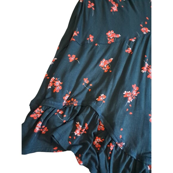 Free People Green Floral Flowy Long Sleeve Boho Plunge Neck Mini Dress Medium - Picture 7 of 12